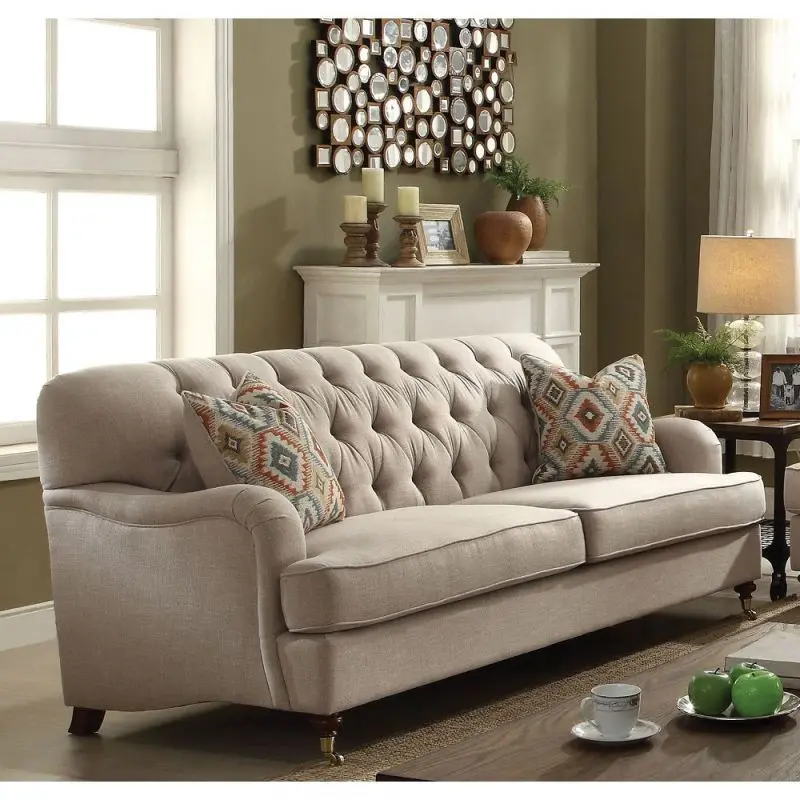 Living Room Sofa Set 3 Seater Sofa, Loveseat and Lounge Chair Tufted Cushions, Home Sectional Couches Furniture, Beige