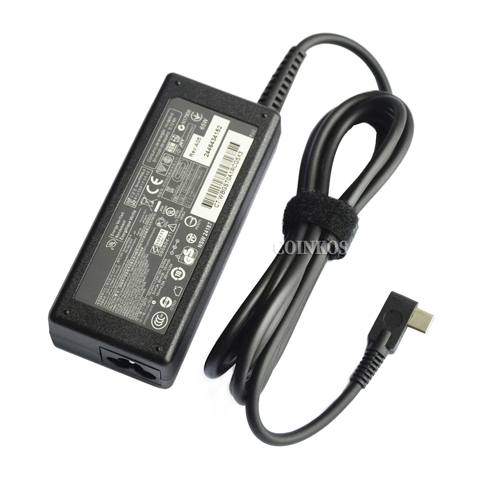 

65W 20V USB-C Type Cord AC Power Adapter for HP Spectre x360 13-w002nk 13-ac000nb 13-AC000 13-ac001ns 13-ac041tu Lapotp Charger