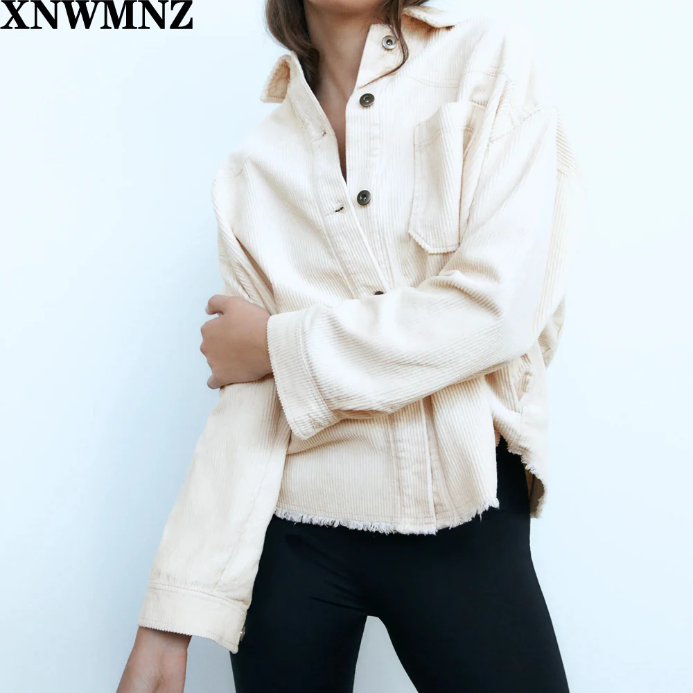 

Za Women Corduroy Solid Shirts Jackets Coats 2020 Autumn Covered Button Female Street Casual Jacket Outerwear High quality