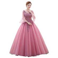 Vestidos 15 anos бальное платье Бальные платья кружевная Апликация корсет отвесное платье с длинными рукавами для выпускного вечера