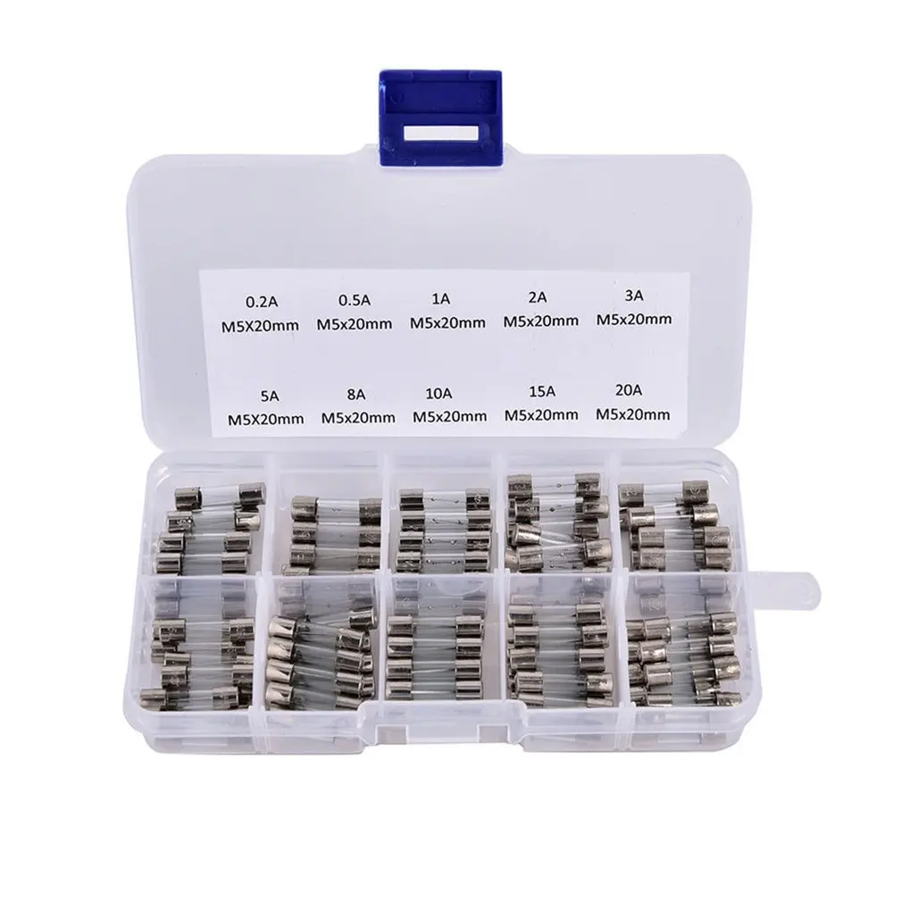 

100Pcs 5x20mm Quick Blow Glass Tube Assorted Kits,Fast-blow Glass Fast-blow Assorted Kits