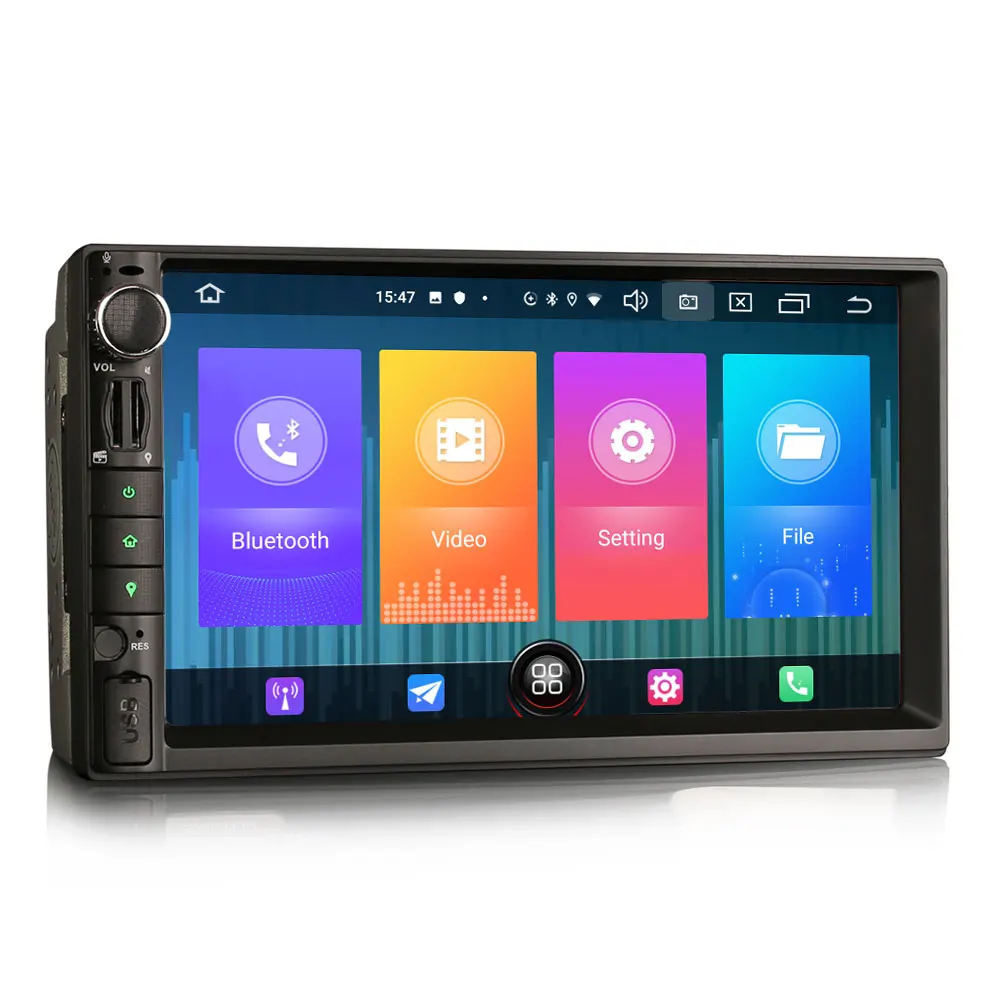 Top 7" Quad-Core Android 9.0 Pie OS 2 Din Car Multimedia Two Din Car Navigation GPS Double Din Autoradio with 3G/4G Dongle Support 3