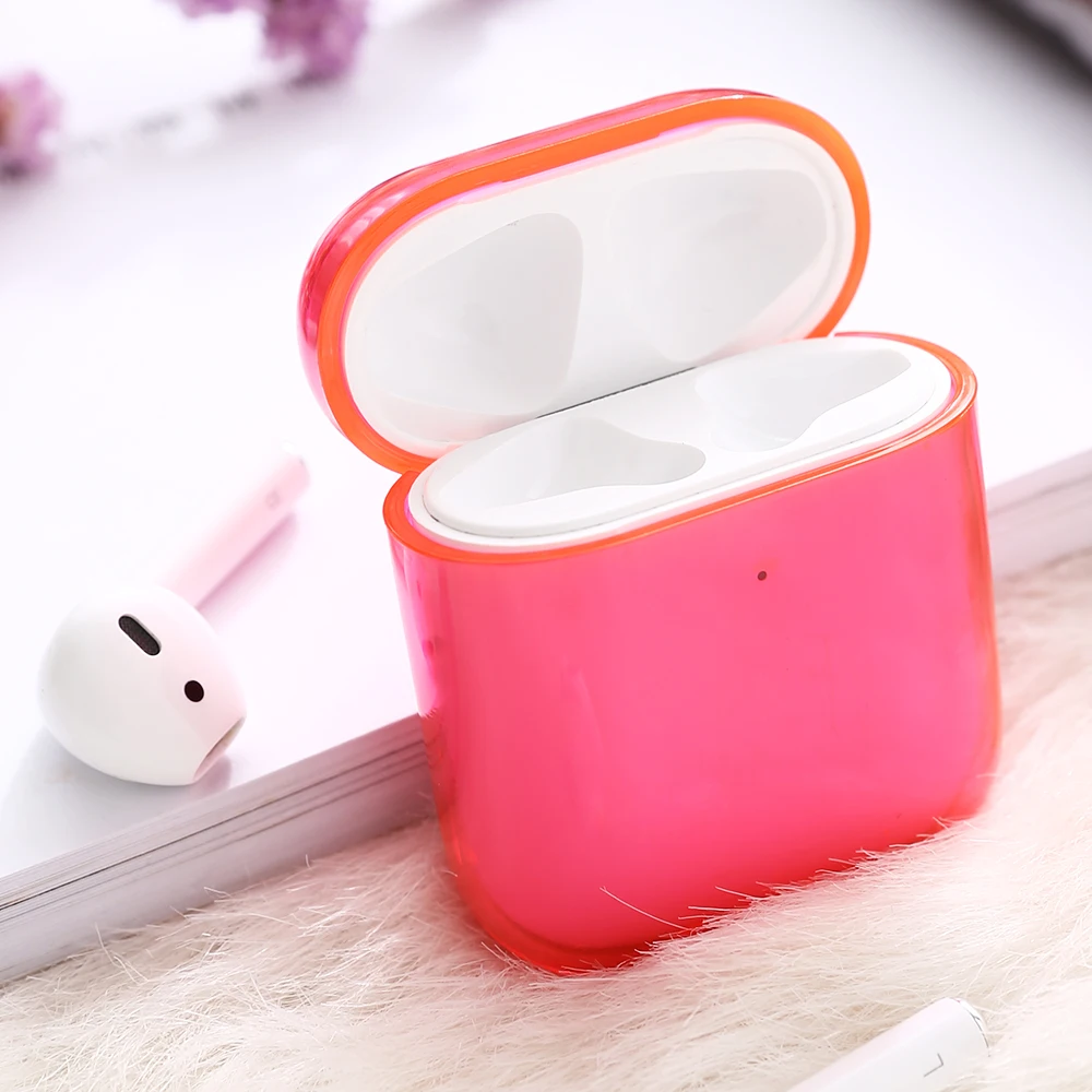 Ударопрочный наушник чехол для Airpods 1 2 Красочный прозрачный чехол для телефона Пряжка для Apple Airpods 1 2 жесткий зарядный отверстие коробка