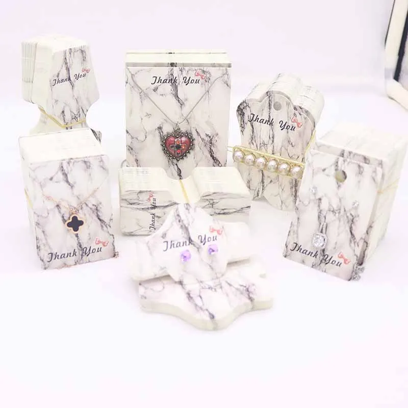 

Wholesale Multiple Design Marbling Jewelry Display Cards Thank You Necklace&Earring&Hair Clip Display&Packaging Cards 50pcs/lot