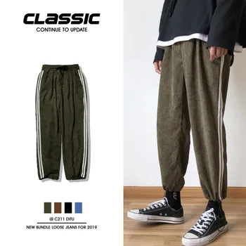 

Winter New Corduroy Pants Men's Fashion Solid Color Casual Trousers Man Streetwear Wild Hip Hop Loose Joggers Sweatpants Men