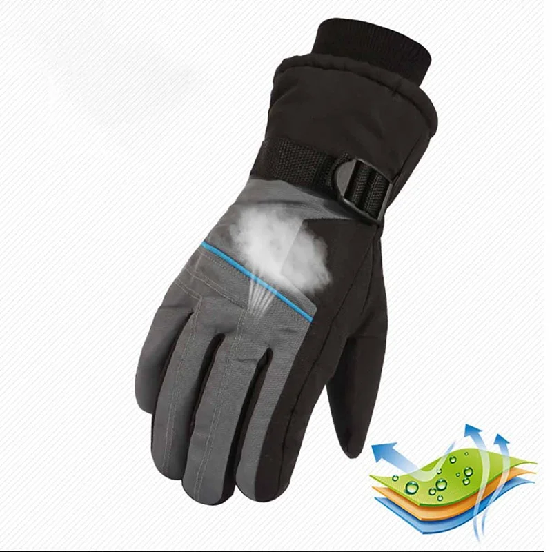 Winter Skiing Gloves Men Full Finger Thick Water Resistant Thermal Handwear Outdoor Riding Cycling Gloves