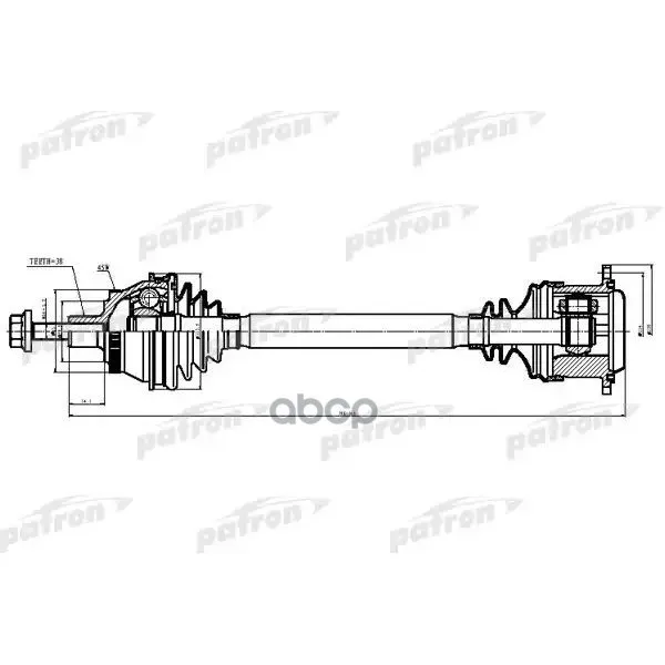 Полуось Лев Audi: A6, A6 Quattro 2.7, 3.0, A8, A8 Quattro, S8 98-04 PATRON арт. PDS9038