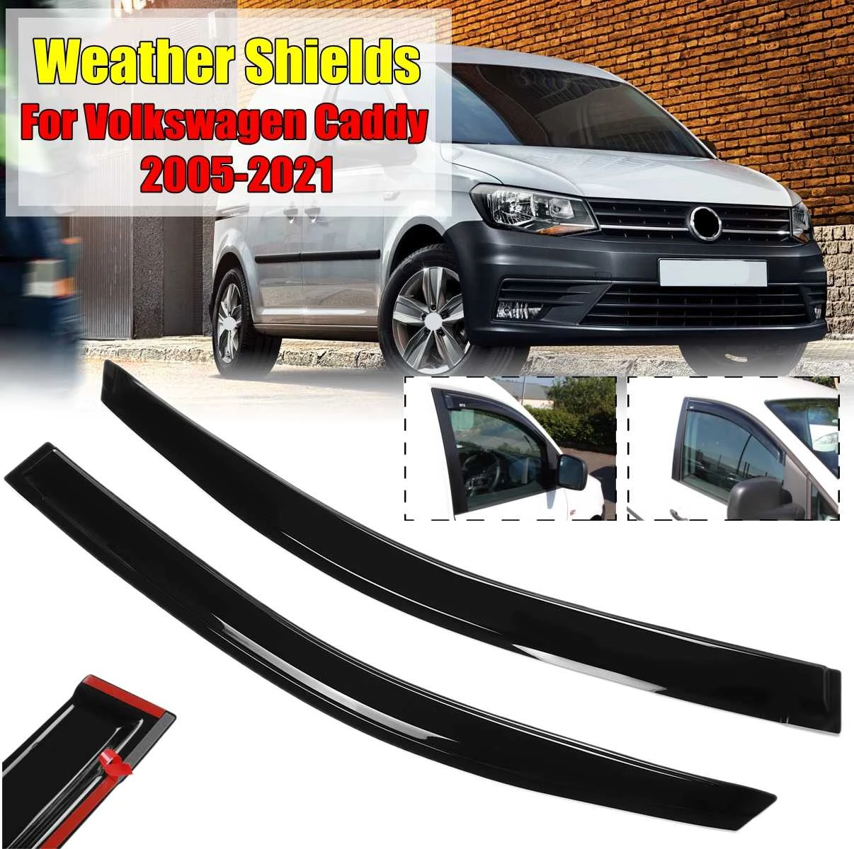 Sun Visors For VW Caddy 2d Windows Rain Deflectors Weather shields 20042015 Car & Truck Parts