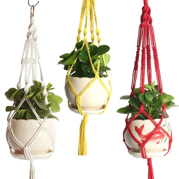 

Hand Made Flower Basket Green Vine Pot Planter Hanging Vase Container Wall Plant Basket For Garden
