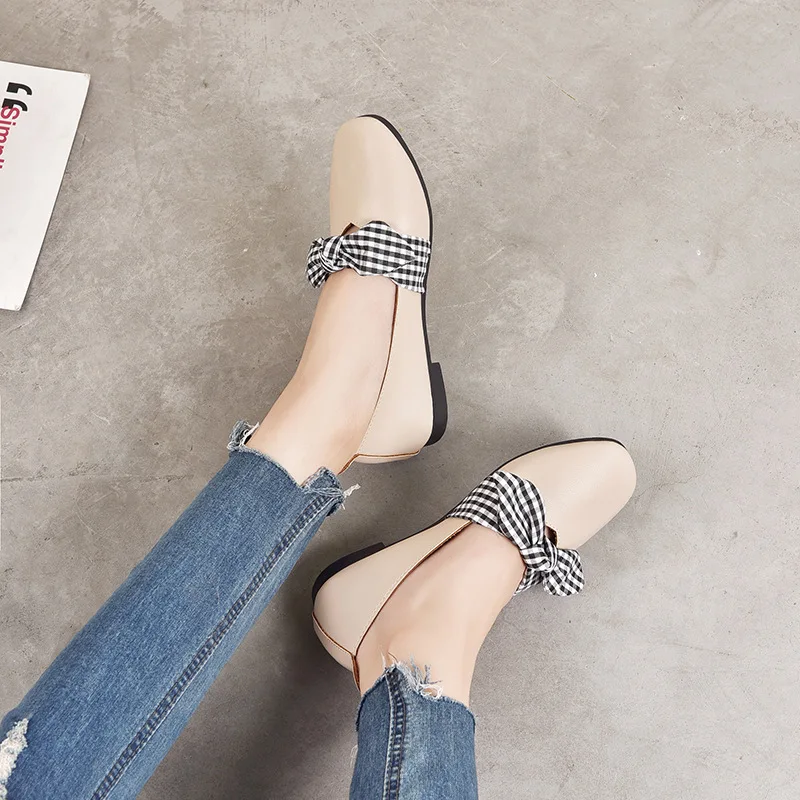 

New Style Large And Comfortable with Bow Flat Spring And Autumn Sweet Comfortable Flat WOMEN'S Shoes Side Scoop Bootie Fairy Sho