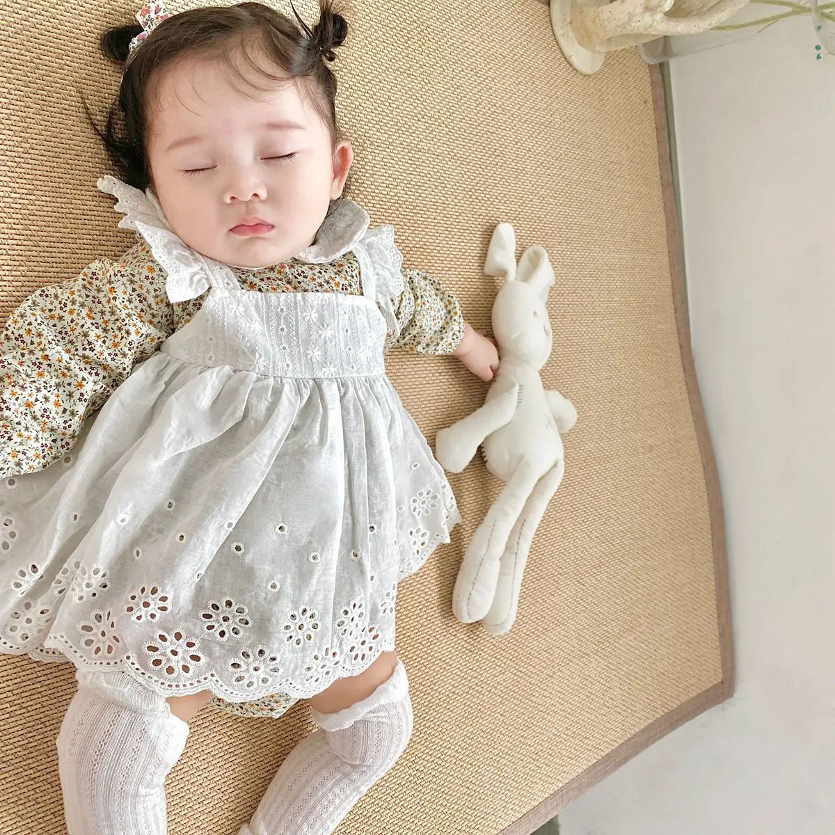 Baby Girl Floral Lace Long Sleeve Bodysuit Jumpsuit