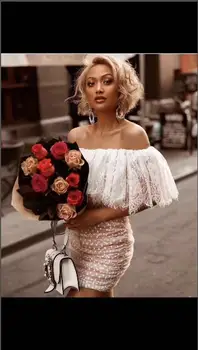 

Lace Bandage Dress Top Quality Sexy Slash Neck Elegant Fashion Evening Party Dresses Bodycon