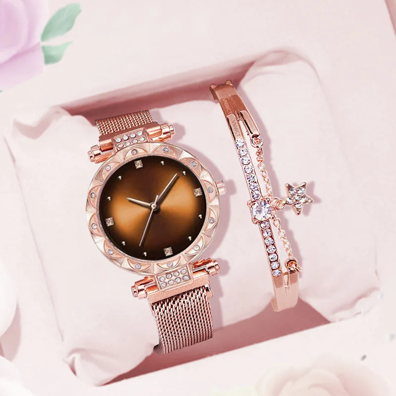 Rose bracelet Брендовые часы, женские часы, браслет, Повседневная мода, звездное небо, нарядные часы, женские кварцевые наручные часы, подарок, часы, Reloj Mujer - Цвет: Rose bracelet
