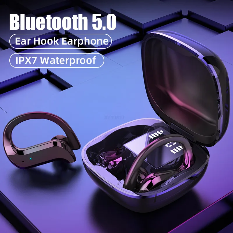 блютуз наушники с двумя микрофонами ушной крючок беспроводные Bluetooth 5 0 950 мАч