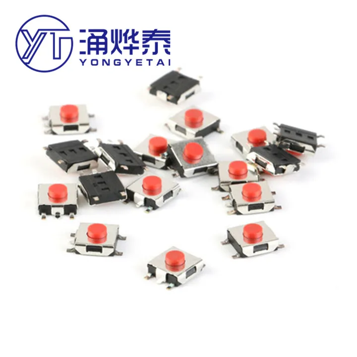 

YYT 100PCS 5-pin SMD switch 6X6X3.7 5P red button car remote key switch button switch