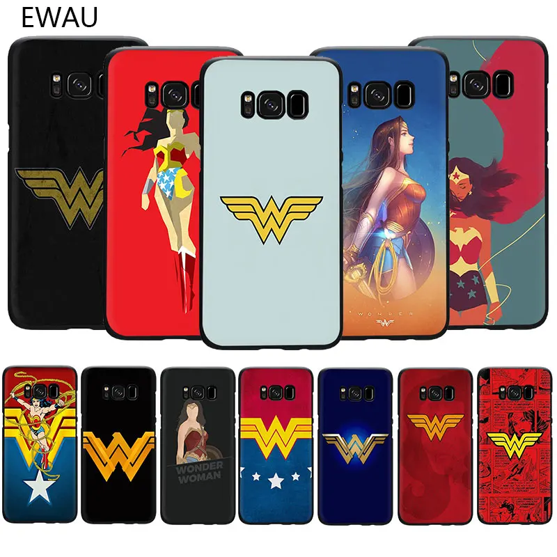Чехол для телефона EWAU Wonder Woman из мягкого ТПУ с логотипом Galaxy S6 S7 Edge S8 S9 S10 Plus Note 10 8 9