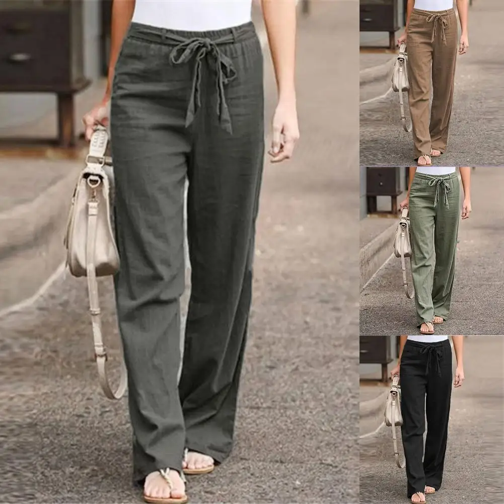 Summer Women Pants Casual Pants Ladies Casual Waist Band Wide Leg