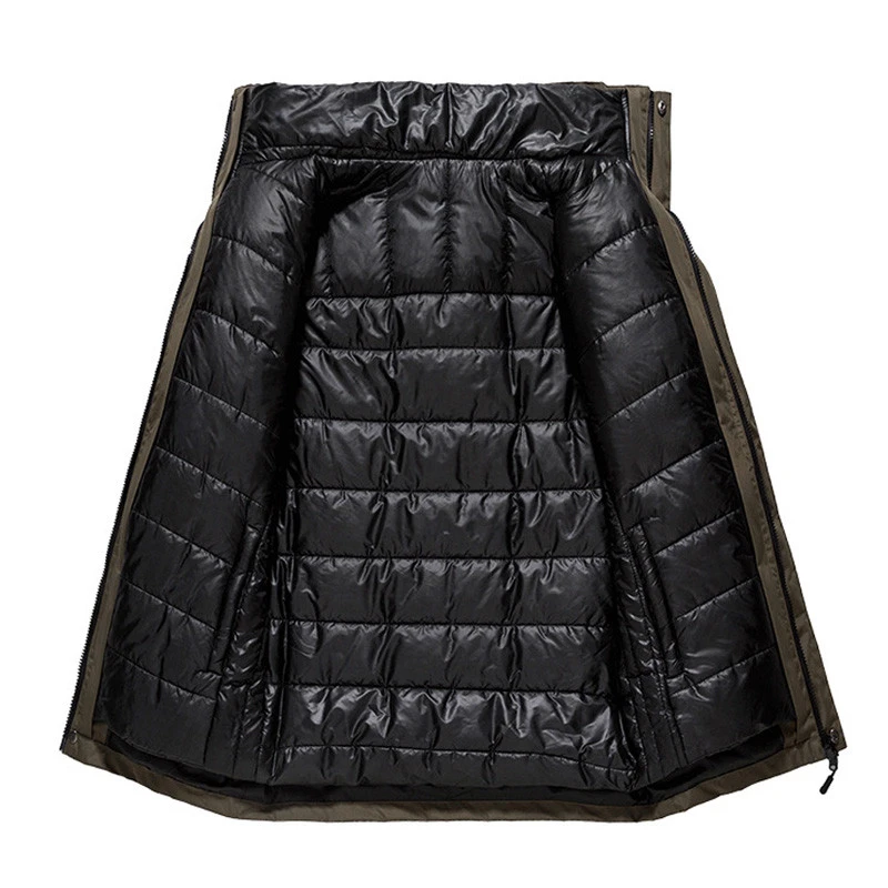 Зимняя куртка мужская Толстая теплая зимняя 2 в 1 пуховая парка повседневное пальто с капюшоном пальто термо водонепроницаемая ветрозащитная военная куртка