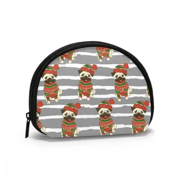 

Cosmetic Organizer Bag Christmas Funny Pug In Sweater And Winter Hat Makeup bag Fashion Women Multifunction Beauty Bag