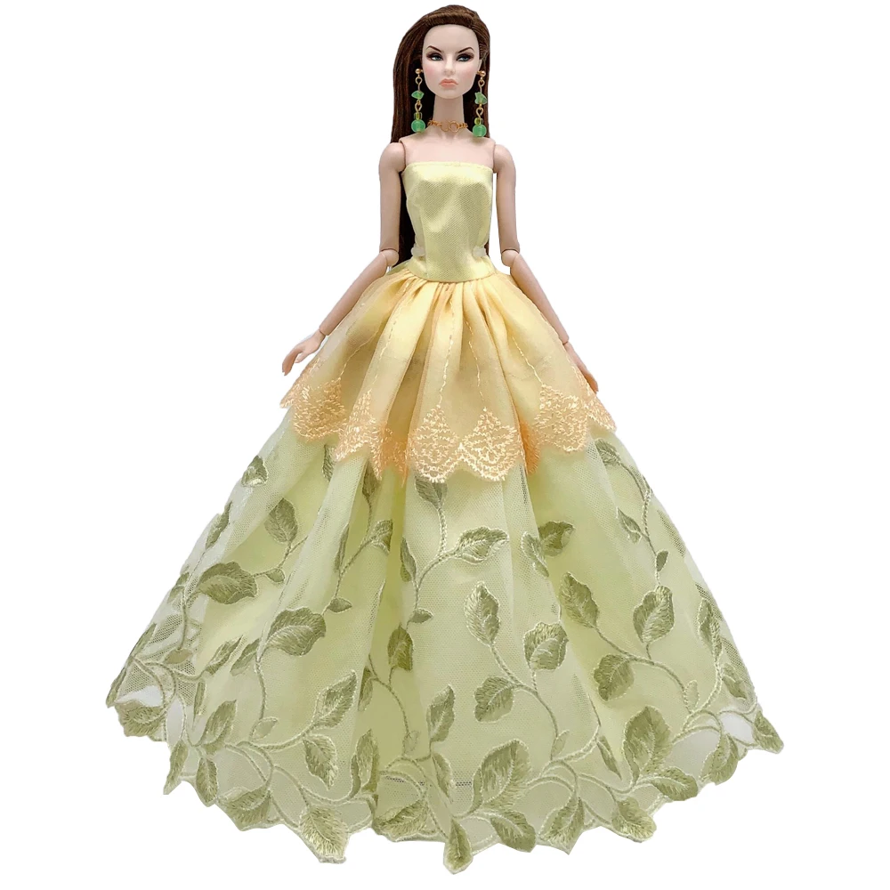 NK One Pcs Doll Princess Wedding Dress Noble Party Gown For Barbie Doll Accessories Handmake Outfit Best Gift For Girl' Doll JJ