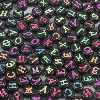 

Missxiang DIY Beads Accessories Handmade Beaded Material Acrylic Color English Russian Alphabet Beads for kids Jewelry Making