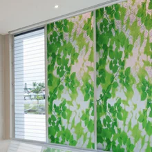 Стеклянная пленка с изображением зеленых листьев, Антистатическая пленка с защитой от бликов, непрозрачная Защита от солнца, теплоизоляционная многоразовая Съемная Тонирующая пленка