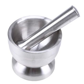 

Mortar Pestle Mixing Grinding Bowl Stainless Steel Powder Garlic Herbs Grind Jar Set DIY Food Shreding Grinding Kitchen Tool Kit