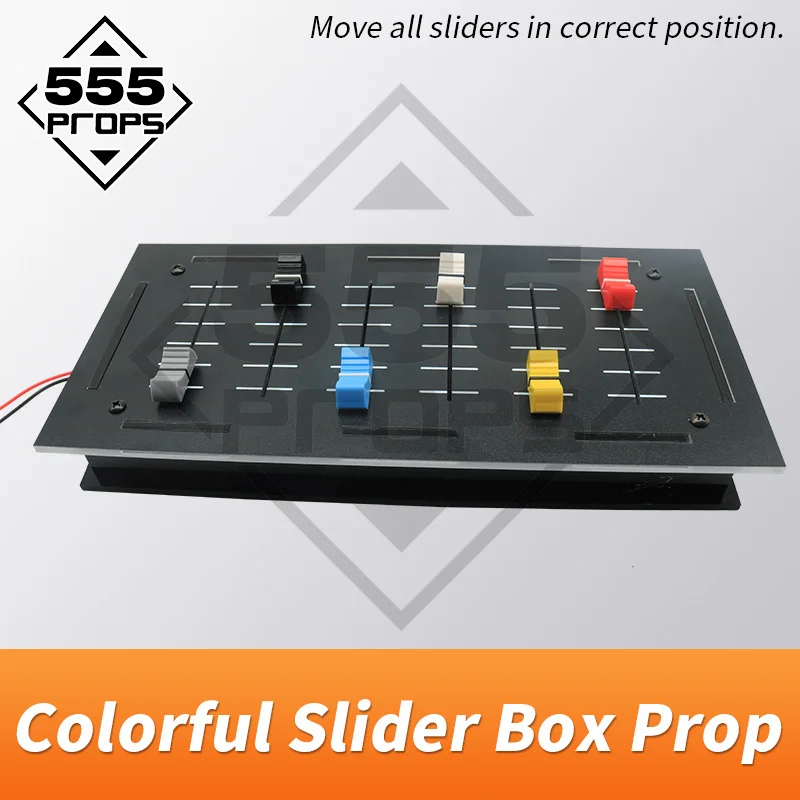

555PROPS colorful slider box prop for escape room move each slider to right position to open EM lock