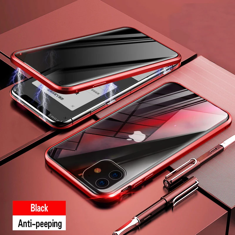Магнитный металлический чехол для samsung Galaxy Note 9 10 Plus S8 S9 S10 для iPhone 11 Pro Max X XR XS 7 8 6 6S Plus стеклянный чехол