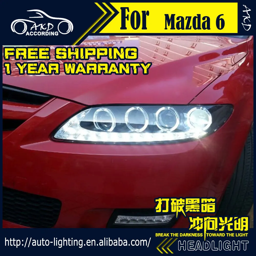 AKD автостайлинг для Mazda 6 фары 2004up Mazda6 динамический сигнал светодиодная фара DRL D2H
