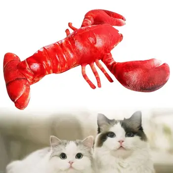 

Electric Simulation Lobster Cat Playing Chew Toy Teeth Cleaning Interactive Soft Plush Thick and Bite Resistant Pet Supplies