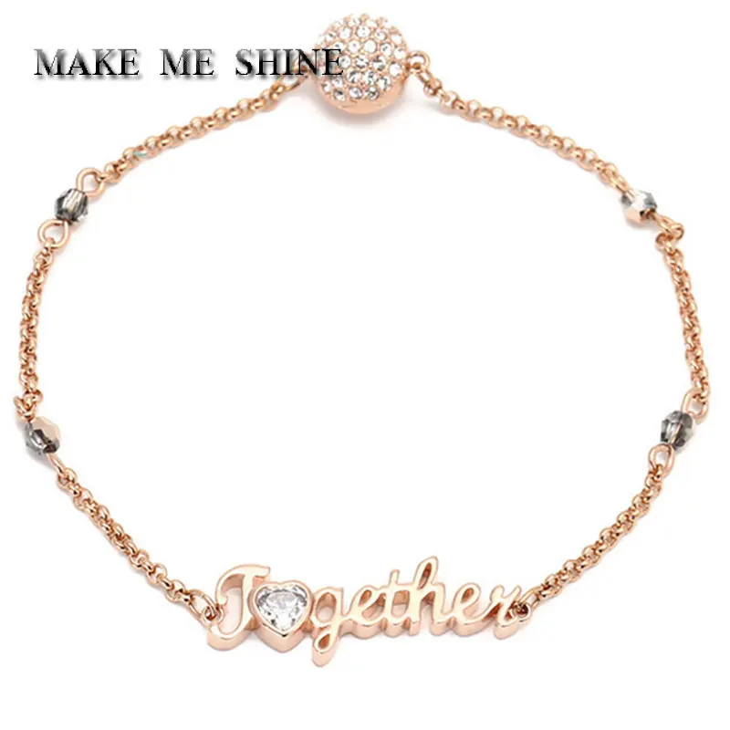 Высокое качество SWA Браслет с буквой "вместе" Невидимая магнитная пряжка браслет хрустальные ювелирные изделия Аксессуары подарок для девочек