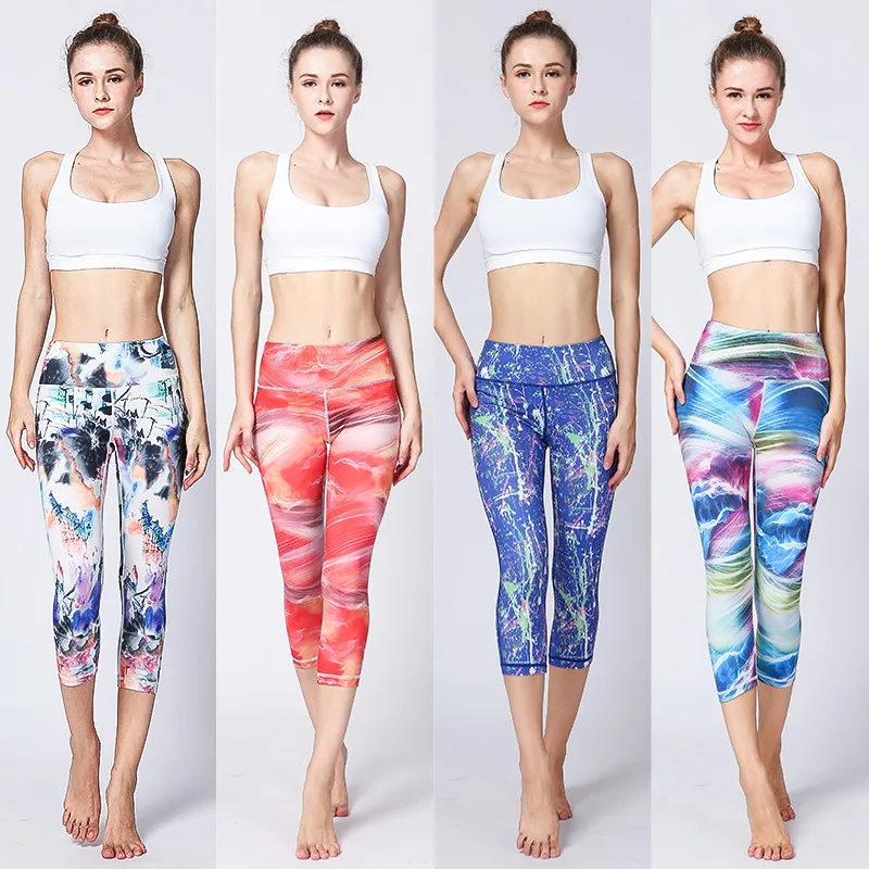 

Vintage Fitness Yoga Pants Slim High waist Sport Leggings Gym Girls Elastic Printed Tights for Running Jogging Tummy Control