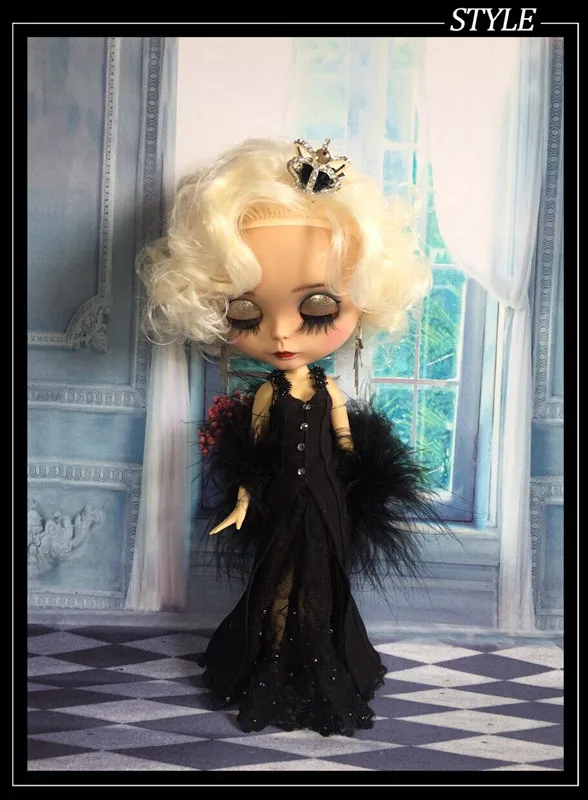 3 шт./компл. 1/6 кукла [Корона+ платье+ накидка,] Blyth FormalDress кукольный наряд(Fit blyth, ob24, pullip, озон, licca, BJD, Ледяной, 1/6 кукла