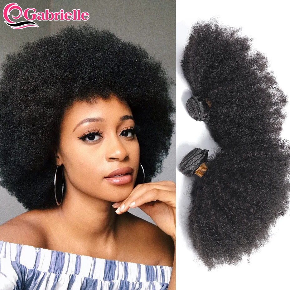 Gabrielle Mongolian Afro Kinky Curly Hair Bundles 8-20 inch 100% Human Hair Bundles 4b 4c Remy Hair Weaves Short Curly Hair