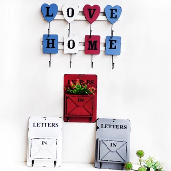 

Wood Wall Hanger Hooks Key Hook Creative Keys Storage Box Hanging Hooks Envelope Sundries Retro Home Wall Decoration
