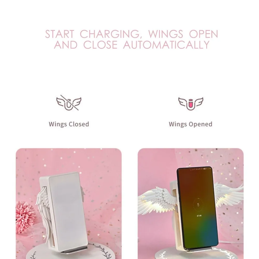 Creative Angel Wings Wireless Charger QI Wireless Charger 10W Fast Charge Vertical Mobile Phone Wireless Charger usb c fast charge