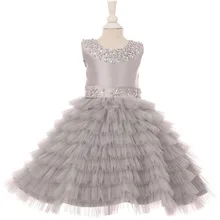 Pink/Green/Silver Layers Flower Girls Dresses Girls Pageant Dresses Little Girls Christmas Gown Custom Made Size