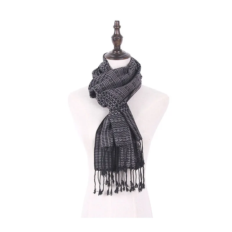 Men Wool Scarf Soft Black Shawl Male Cotton Stole Pashmina Fashion Warm Cozy Brand Homme best scarves for men Scarves