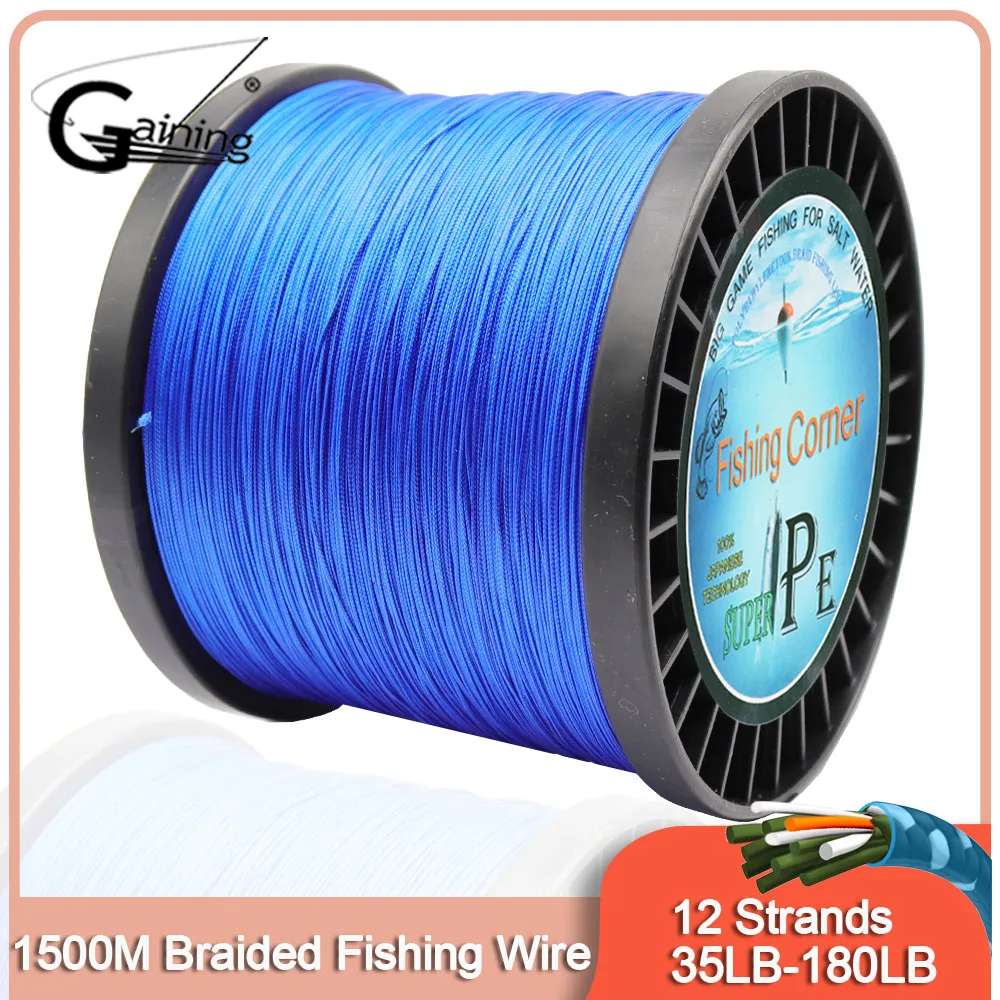 

Braided Fishing Line Sea Saltwater Fishing 12 Strands Multi Color 1500M 100% PE Multifilament Fishing Line Saltwater Braid Wire