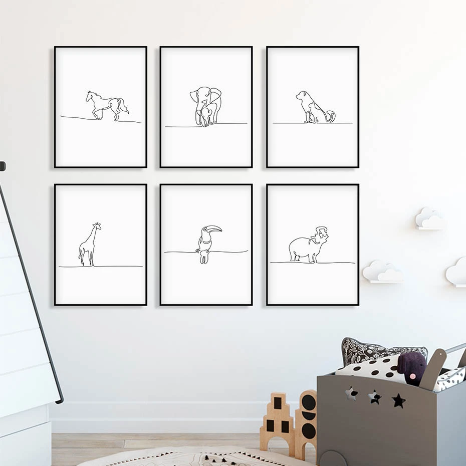 Peinture Sur Toile Murale Avec Dessin Minimaliste En Ligne Unique Affiche Imprimee D Images Pour Decoration De Chambre De Bebe Garcon Aliexpress
