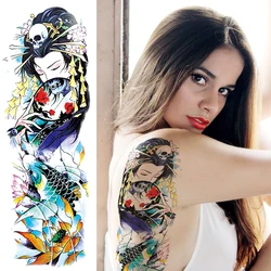Waterproof Temporary Tattoo Stickers Full Arm Large Skull Old School Tatoo Stickers Flash Fake Tattoos for Men Women