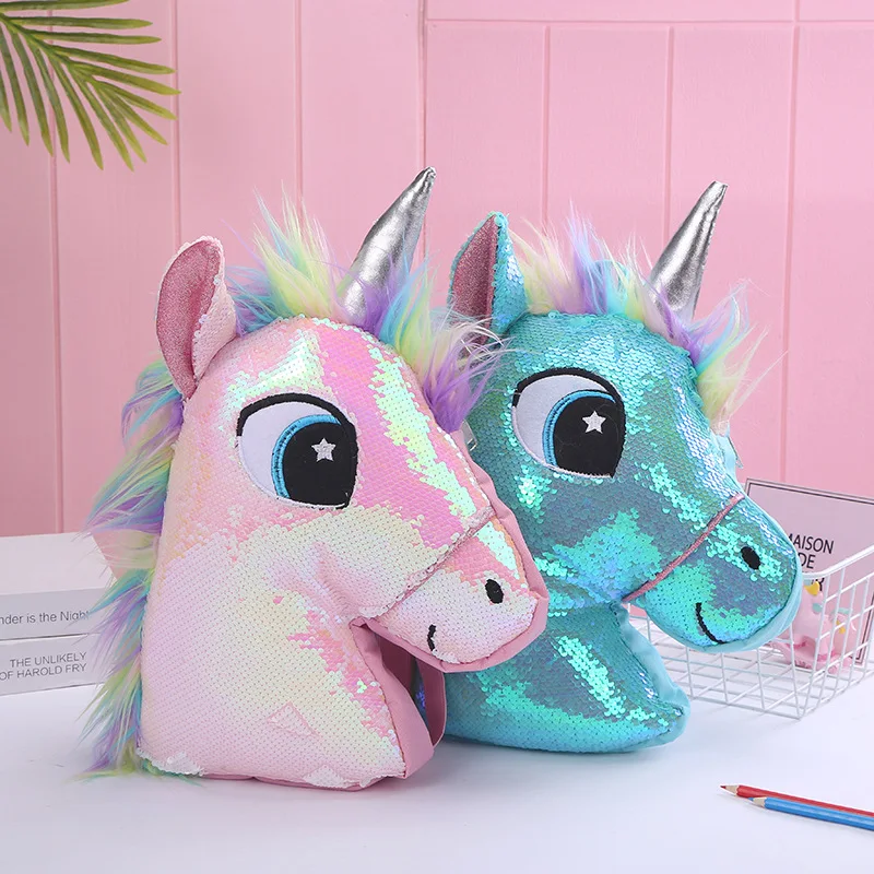 Рюкзак для девочек с блестками и единорогом Kawaii школьная сумка