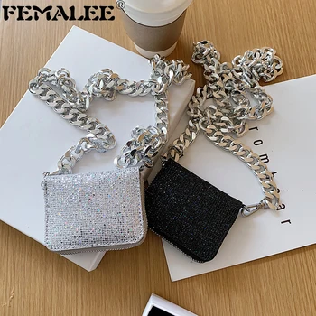 

2020 New Quality Sequin Handbags Small Square Shining Bags Women Chains Shoulder Messenger Clutches Female Crossbody Party Bag