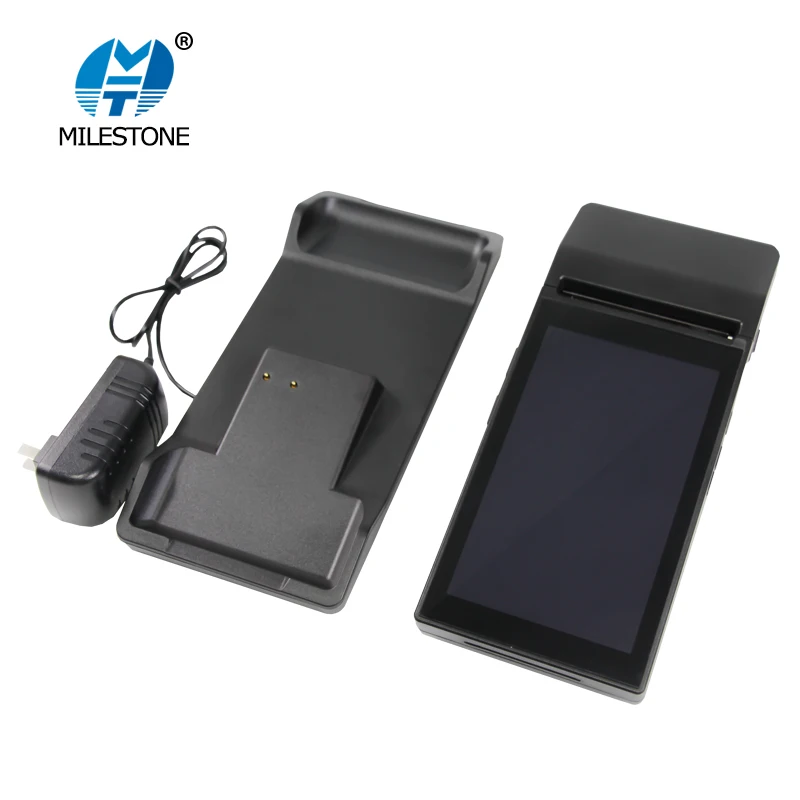 Milestone 3G network WIFI Bluetooth pos terminal built in 80mm 3inch mobile receipt label printer for 5