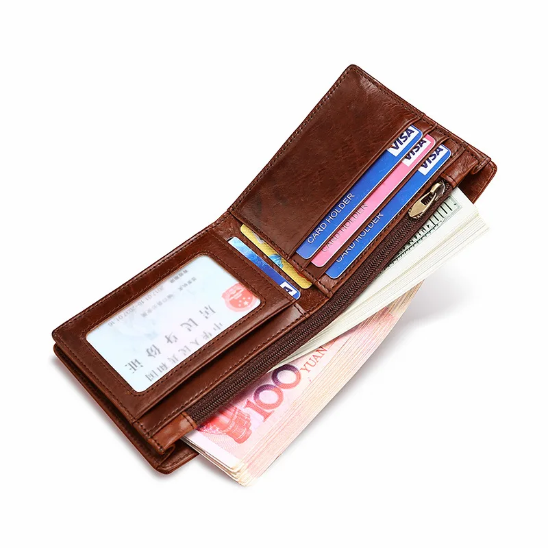 Мужской короткий кошелек RFID ультратонкий студенческий держатель для карт ID Кожаный Молодежный Модный классический кошелек поперечное сечение