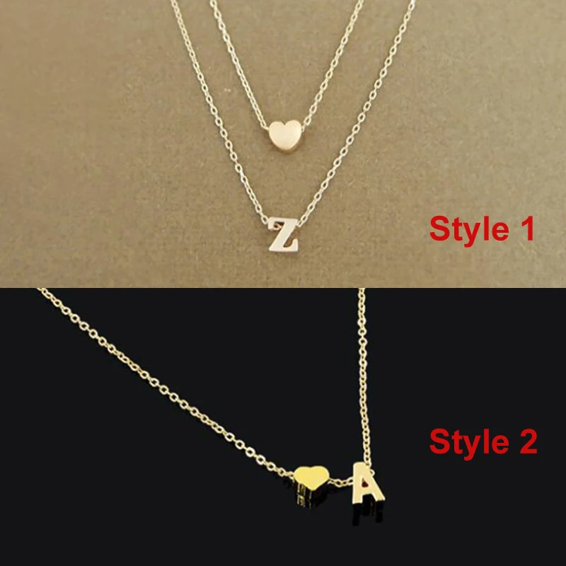 SMJEL Fashion Tiny Heart Initial Necklace Women Personalize Letter Name Choker Necklace Collier Femme Jewelry Gift Accessory