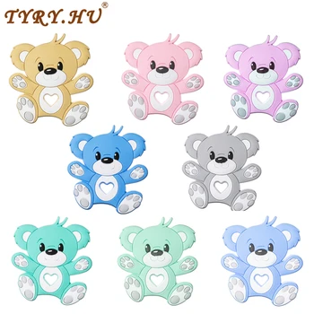

1pcs Silicone Baby Teethers Bear Food Grade DIY chew Necklace Pacifier Chain Children's Goods Gift Baby Teether Toys BPA Free