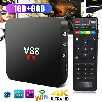 

MAYITR 1pc V88 1GB/8GB 2.4Ghz WiFi 4K 1080P HD Smart Media Player TV Box Android 7.1 10/100M Set Top Boxes For Indoor Home