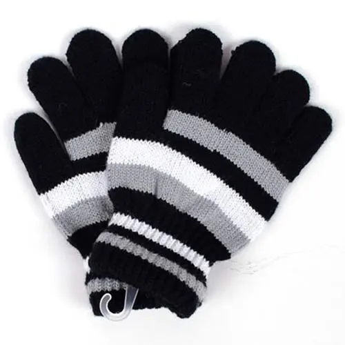 Детские Волшебные эластичные варежки для девочек и мальчиков, вязаные перчатки, зимние теплые, новинка 19QF - Цвет: black